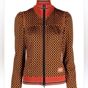 Marni Orange and Black Checkered Blazer